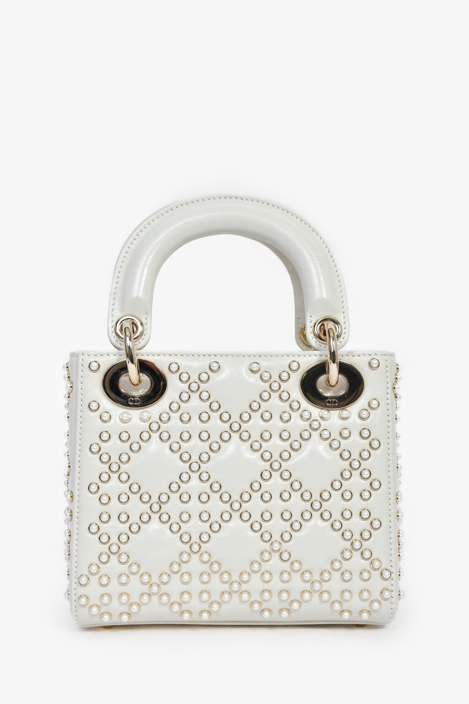 Dior ホワイト Christian Dior 2023 White Leather Pearl Mini Lady Dior – Mine & Yours