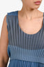 Issey Miyake Blue Pleated Sleeveless Midi Dress Size 2
