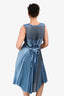 Issey Miyake Blue Pleated Sleeveless Midi Dress Size 2