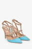 Valentino Taupe/Blue Patent Cage Rockstud Heels Size 38