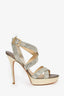 Jimmy Choo Gold/Silver Sparkly Metallic Platform Heels Size 37.5