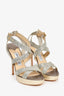 Jimmy Choo Gold/Silver Sparkly Metallic Platform Heels Size 37.5