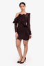 Self-Portrait Burgundy/Red Printed Asymmetrical Ruffle Mini Dress Size 4