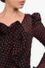 Self-Portrait Burgundy/Red Printed Asymmetrical Ruffle Mini Dress Size 4