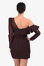 Self-Portrait Burgundy/Red Printed Asymmetrical Ruffle Mini Dress Size 4