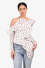 Self-Portrait White/Red Polka Dot Long Sleeve Ruffle Top Size 4