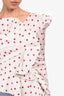 Self-Portrait White/Red Polka Dot Long Sleeve Ruffle Top Size 4