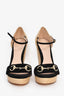 Gucci Black/Espadrille Horsebit Wedge Heels Size 37