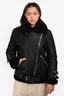 Acne Studios Black Shearling/Leather Oversized Motorcycle Jacket Size 32