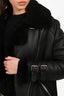 Acne Studios Black Shearling/Leather Oversized Motorcycle Jacket Size 32