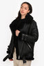 Acne Studios Black Shearling/Leather Oversized Motorcycle Jacket Size 32