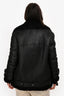 Acne Studios Black Shearling/Leather Oversized Motorcycle Jacket Size 32