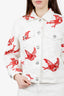 Miu Miu White/Red Sequin Embellished Birds Denim Jacket Size 38