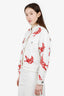Miu Miu White/Red Sequin Embellished Birds Denim Jacket Size 38