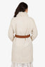 Yves Salomon White Lambskin Coat With Belt Size 40