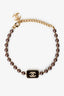 Pre-Loved Chanel™ 2023 Gold-tone Brown Pearl Crystal CC Choker Necklace