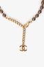 Pre-Loved Chanel™ 2023 Gold-tone Brown Pearl Crystal CC Choker Necklace