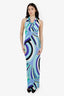 Emilio Pucci Blue Printed Cowl Neck Maxi Dress Size 38