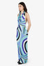 Emilio Pucci Blue Printed Cowl Neck Maxi Dress Size 38