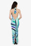 Emilio Pucci Blue Printed Cowl Neck Maxi Dress Size 38