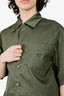 Prada Khaki Green Re-Nylon Button Down Shirt Size M Mens