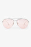 Oliver Peoples Pink/Silver 'Cleamons' Aviator Sunglasses