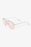 Oliver Peoples Pink/Silver 'Cleamons' Aviator Sunglasses