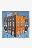 Hermès Blue/Orange Silk Faubourg Party Pocket Square Scarf Size 45CM