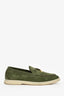 Loro Piana 'Ribbon' Green Suede 'Summer Charms' Loafers Size 37