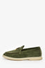 Loro Piana 'Ribbon' Green Suede 'Summer Charms' Loafers Size 37