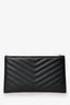 Saint Laurent Black Grained Leather Matelasse YSL Monogram Small Zip Top Bill Pouch