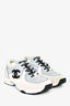 Pre-Loved Chanel™ Beige/Grey Suede CC Sneakers Size 38.5