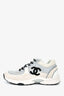 Pre-Loved Chanel™ Beige/Grey Suede CC Sneakers Size 38.5