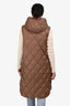 Max Mara Brown Light Quilted 'The Cube' Long Vest Size 6