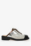 Pre-Loved Chanel™ Silver/White/Black Perforated Leather Lace Up Mules Size 36.5