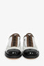 Pre-Loved Chanel™ Silver/White/Black Perforated Leather Lace Up Mules Size 36.5
