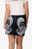 Stella McCartney Navy/White Wool Embroidered Mini Skirt Size 40