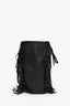 Valentino Black Grained Leather Fringe Tote