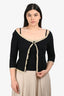 Moschino Jean Black Cotton/Gold Metallic Lace Camisole + Cardigan Set Size 12