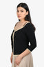Moschino Jean Black Cotton/Gold Metallic Lace Camisole + Cardigan Set Size 12