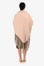 Hermès Beige Cashmere Leather Fringe Shawl One Size