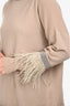 Fabiana Filippi Beige Cashmere Feather Sleeve Boatneck Sweater Size XS