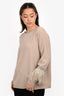 Fabiana Filippi Beige Cashmere Feather Sleeve Boatneck Sweater Size XS