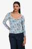 Blumarine Blue/Multicoloured Floral Print Long Sleeve Top Size 34