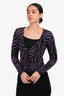 Blumarine Purple/Black Zebra Print Button Down Cardigan Est. Size M