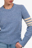 Thom Browne Light Blue Wool 'Jersey Stitch' Classic Crewneck Sweater Size 40