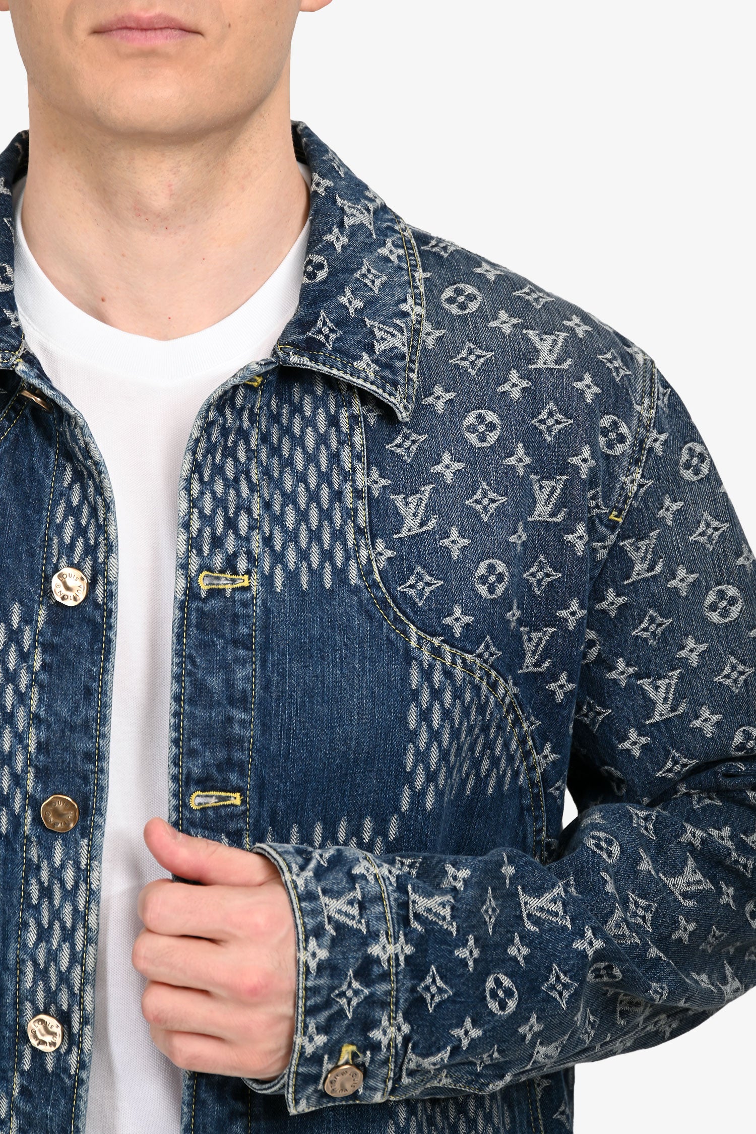Louis Vuitton x Nigo 2020 Blue Damier Monogram Denim Jacket Size