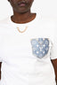 Louis Vuitton White Cotton Monogram Denim Pocket T-Shirt Size L