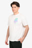 Christian Dior X Alex Foxton White/Pink Flower Logo Crew Neck T-Shirt Size M Mens