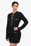 Pre-Loved Chanel™ Black/Silver Pocket Detailed Tweed Long Sleeve Dress Size 38